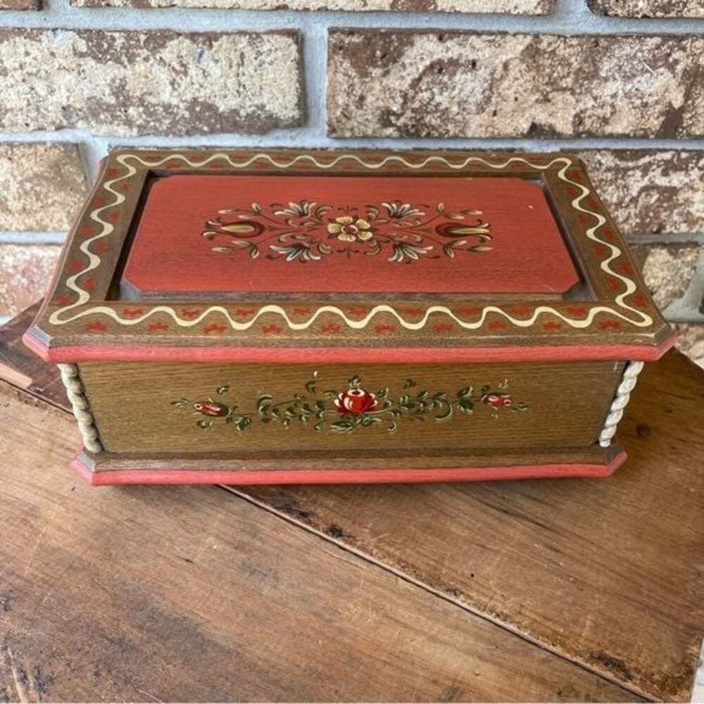 Reuge Musical Jewelry Box 10” Across 6” Wide Swiss Musical Movement Florals!